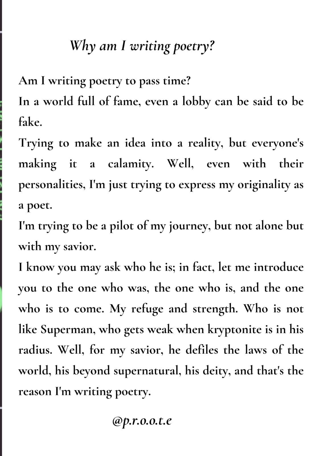 Why Am I Writing Poetry?